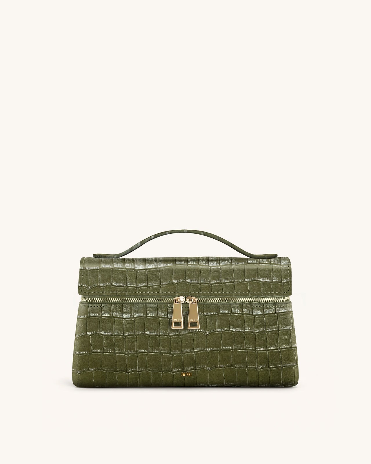 Thea Handtasche mit Krokoprägung – Olivgrün