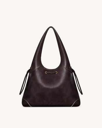 Celandra Hobo-Bag mit Kordelzug – Dunkelbraun