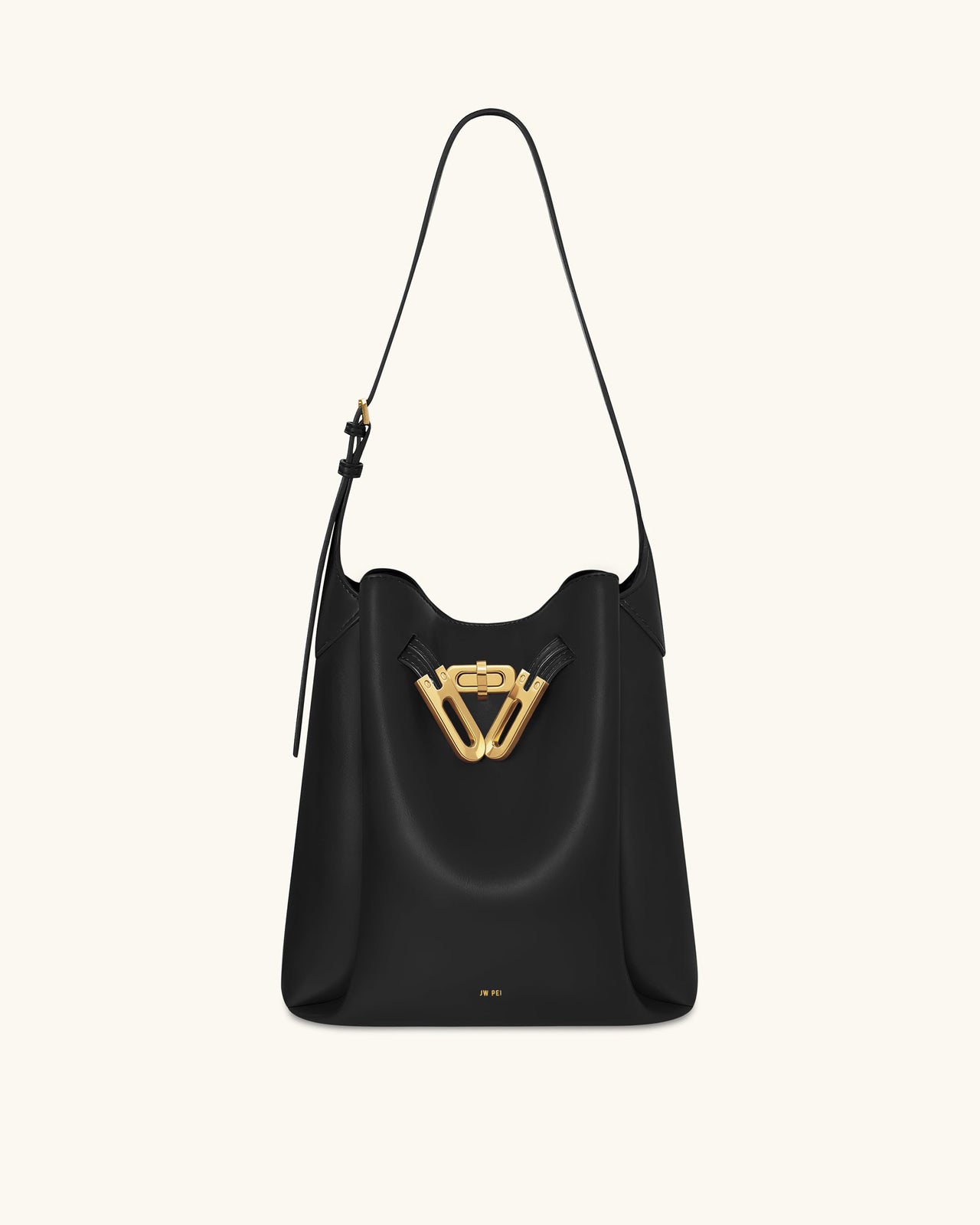 Charlene Double Buckle Hobo Tasche - Schwarz