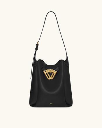 Charlene Double Buckle Hobo Tasche - Schwarz