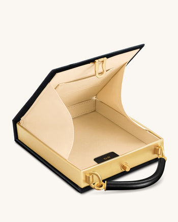 Elle Bunte, perlenbesetzte Buch-Henkeltasche - Schwarz