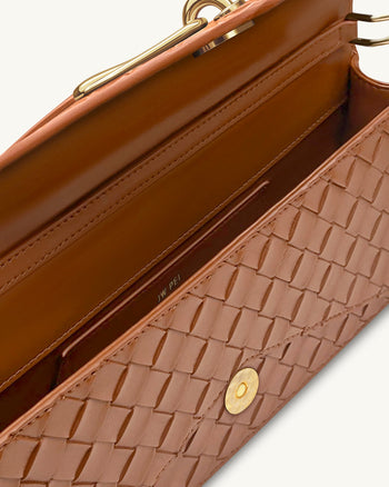 Celeste Strukturiert gewebte Umschlag-Henkeltasche - Braun