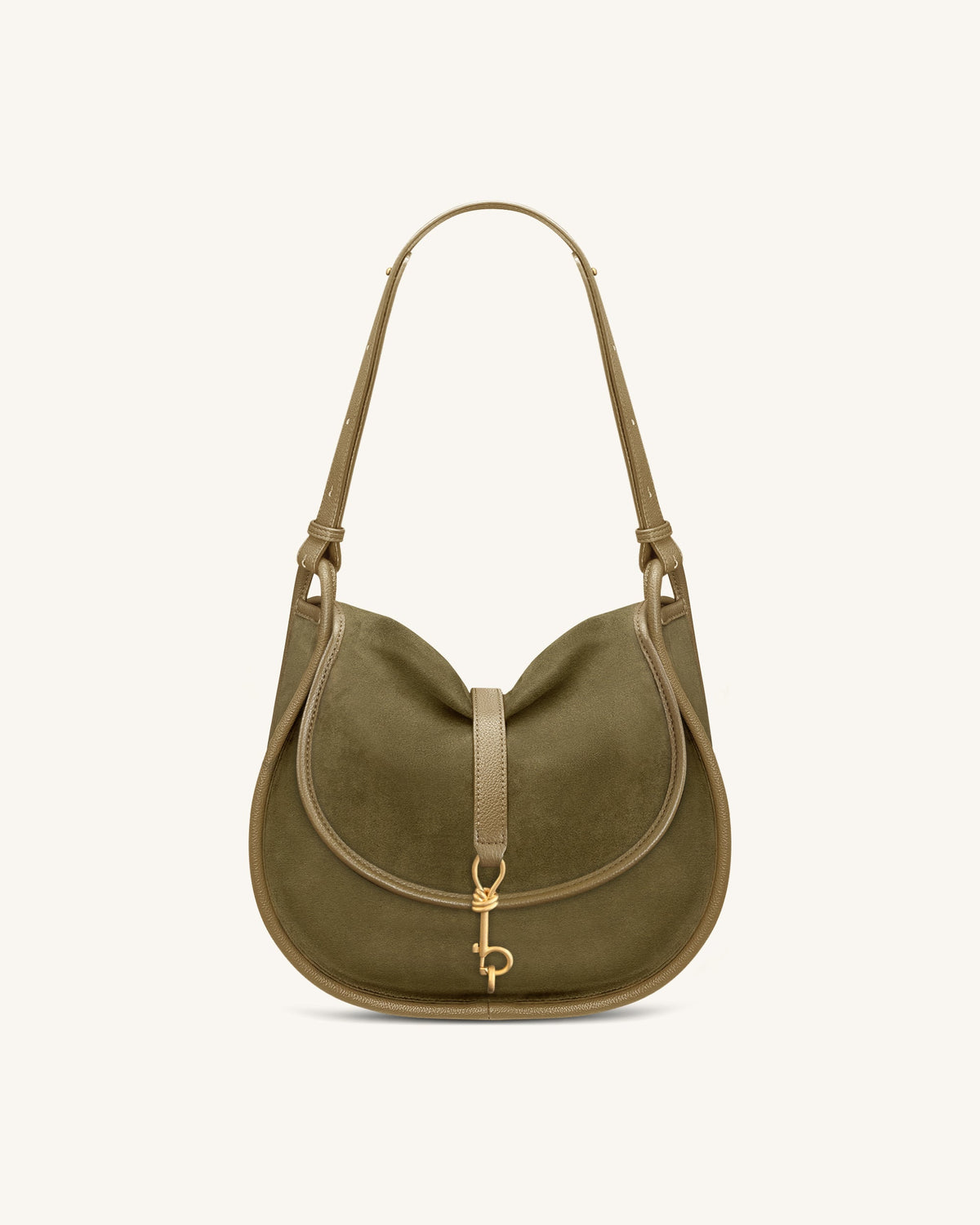 Hobo Bag Handtasche Breiter Riemen Hobo Bag Jute Leinen Leder L Beige Braun MY BAG Reißverschluss