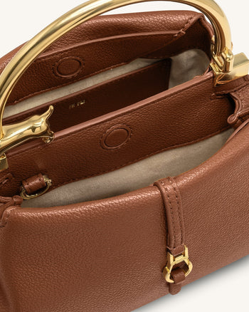 Bruna Dackel-Metallgriff-Henkeltasche - Braun