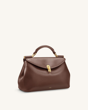 Audrey Überschlagverschluss Henkeltasche - Braun