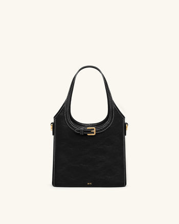 Brooke Mini-Henkeltasche mit Gürteldetails und Verzierungen - Schwarz