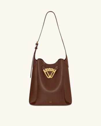 Charlene Double Buckle Hobo Tasche - Braun