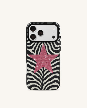 Zebra Stern-Handyhülle – Schwarz