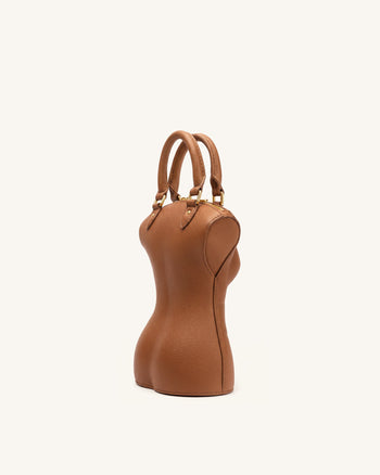 Tara Tasche mit skulpturalem Griff - Braun