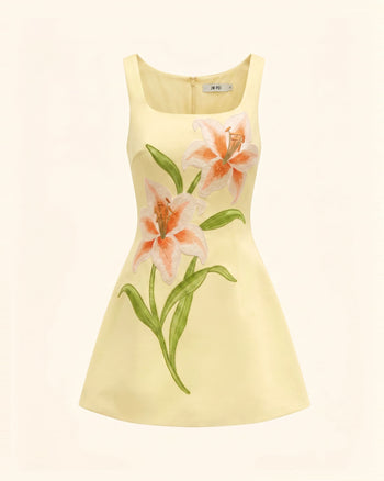 Lily Ärmelloses A-Linien-Minikleid mit Blumenmuster - Gelb