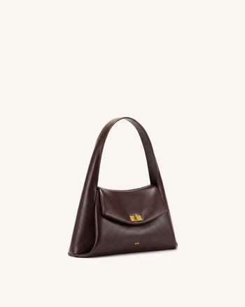 Carmen Henkeltasche mit Klappe - Dunkelbraun