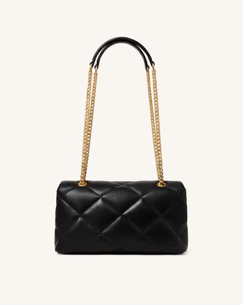 Valerie Puffy-Schultertasche mit Stabverschluss - Schwarz