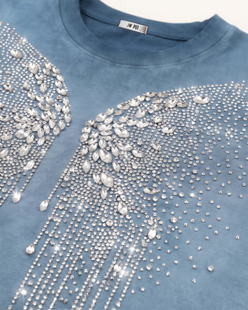 The Angelic Dripping Crystal Wings T-Shirt – Acid Blue