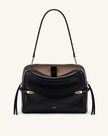 Callie Schultertasche mit Stoßzahn-Detail - Schwarz