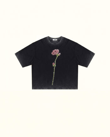 Das Enchanted Strass-Rosen-T-Shirt - Verwaschenes Schwarz