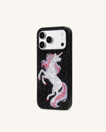 Einhorn-Handyhülle mit Strass – Schwarz