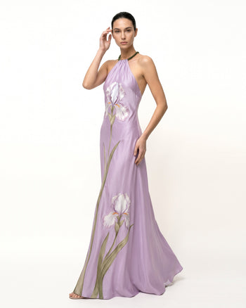 Iris Neckholder-Maxikleid mit Blumenmuster - Lavendel