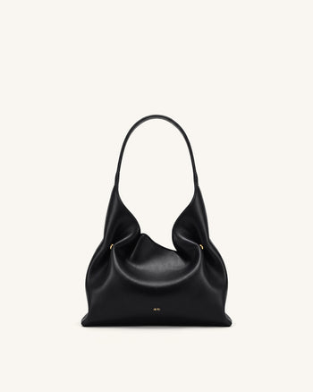 Velora Glatte Hobo-Schultertasche – Schwarz