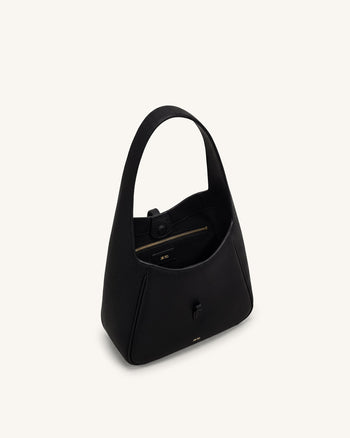Bruna Genarbte Hobo-Tasche - Schwarz