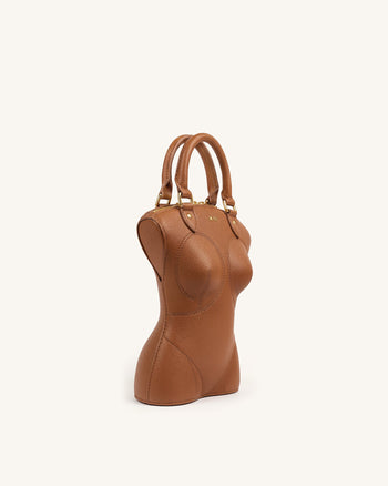 Tara Tasche mit skulpturalem Griff - Braun