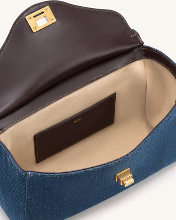 Lucia Envelope-Schultertasche mit Kette - Blue Denim