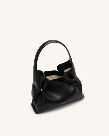 Velora Glatte Hobo-Schultertasche – Schwarz