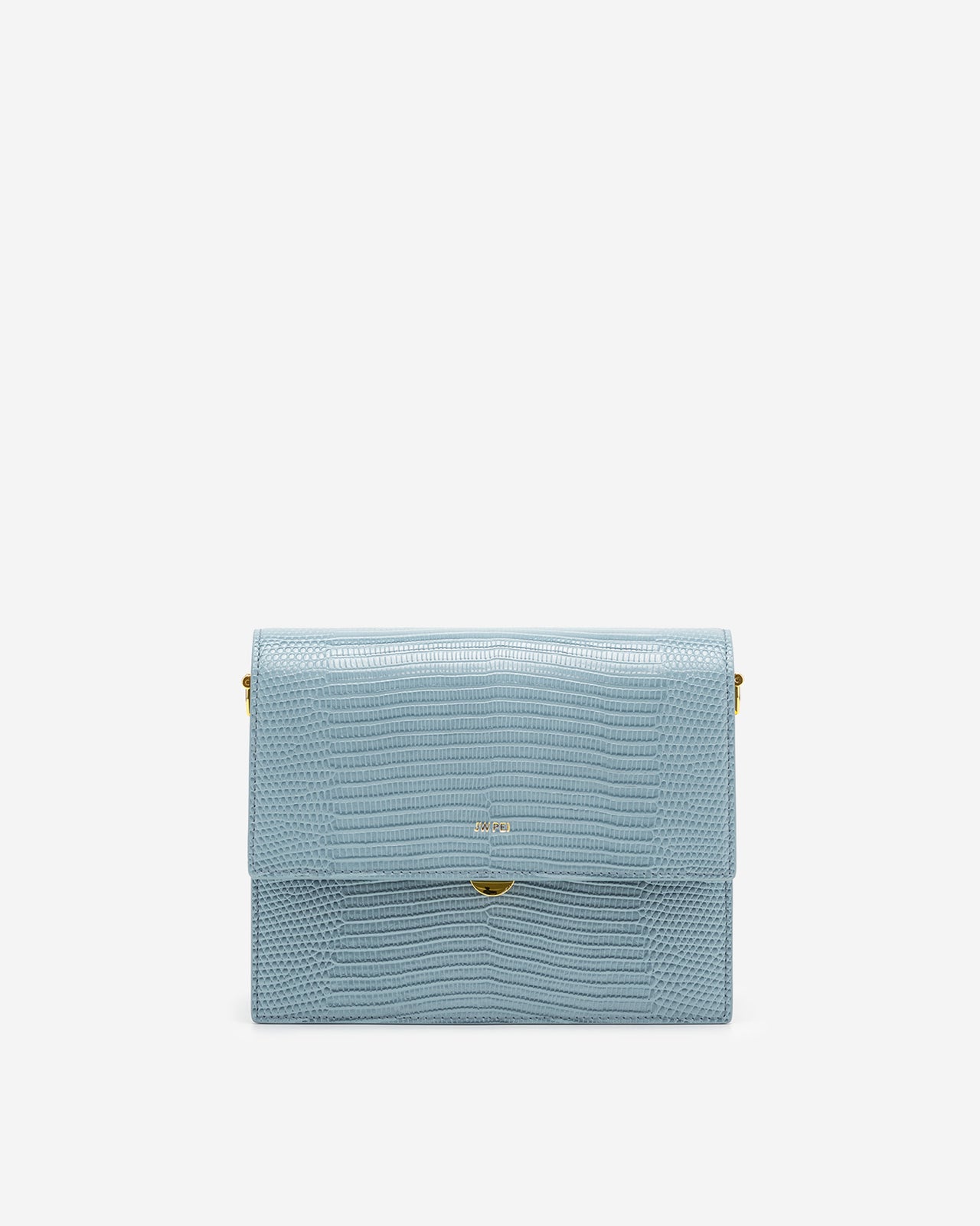 Mini-Klappentasche - Echsenprägung in Eisblau