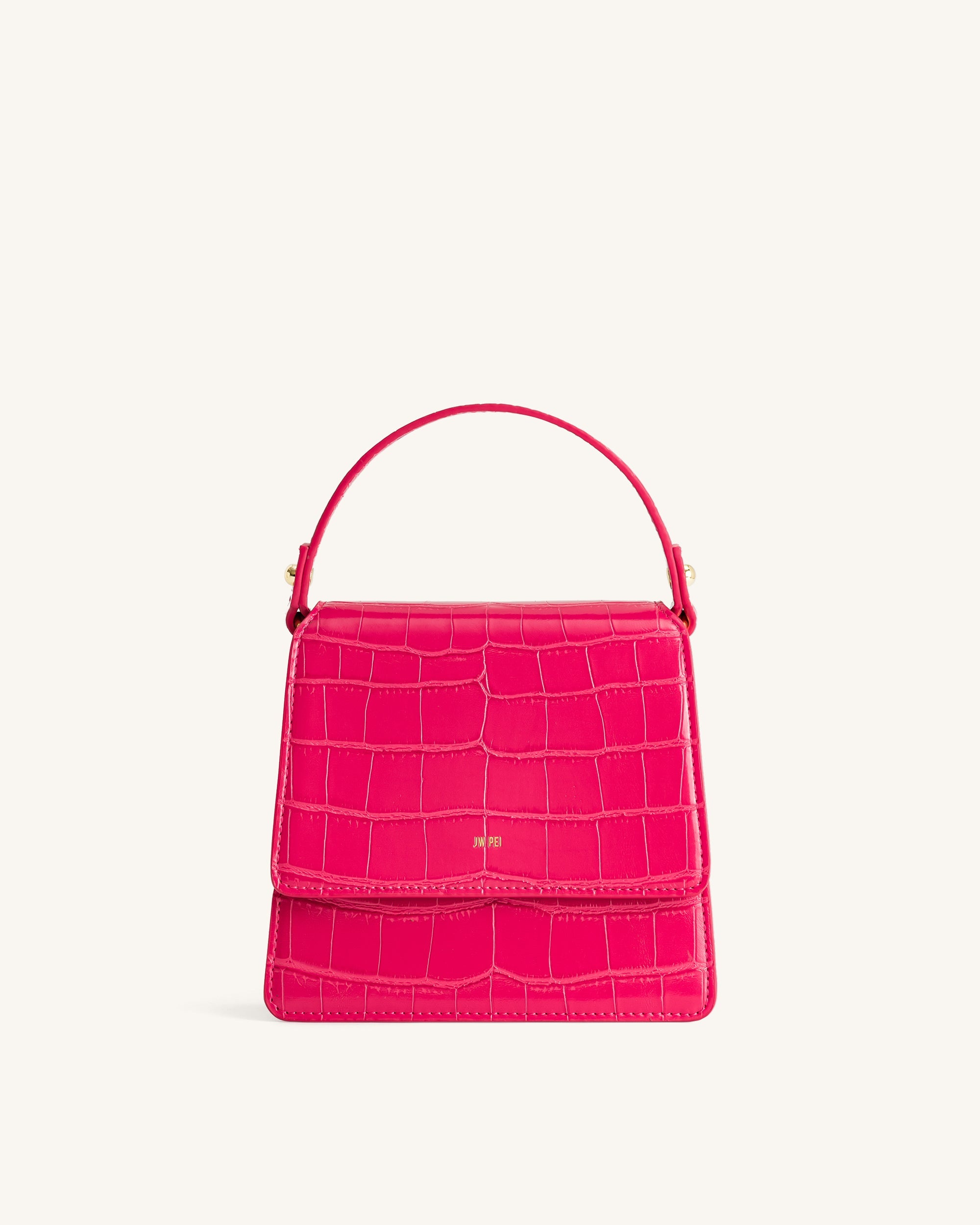 FAE Crossbody-Tasche mit Obergriff- Magenta Krokodil
