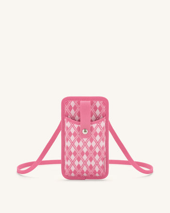 Aylin gestrickte Handytasche - Rosa & Heißes Rosa