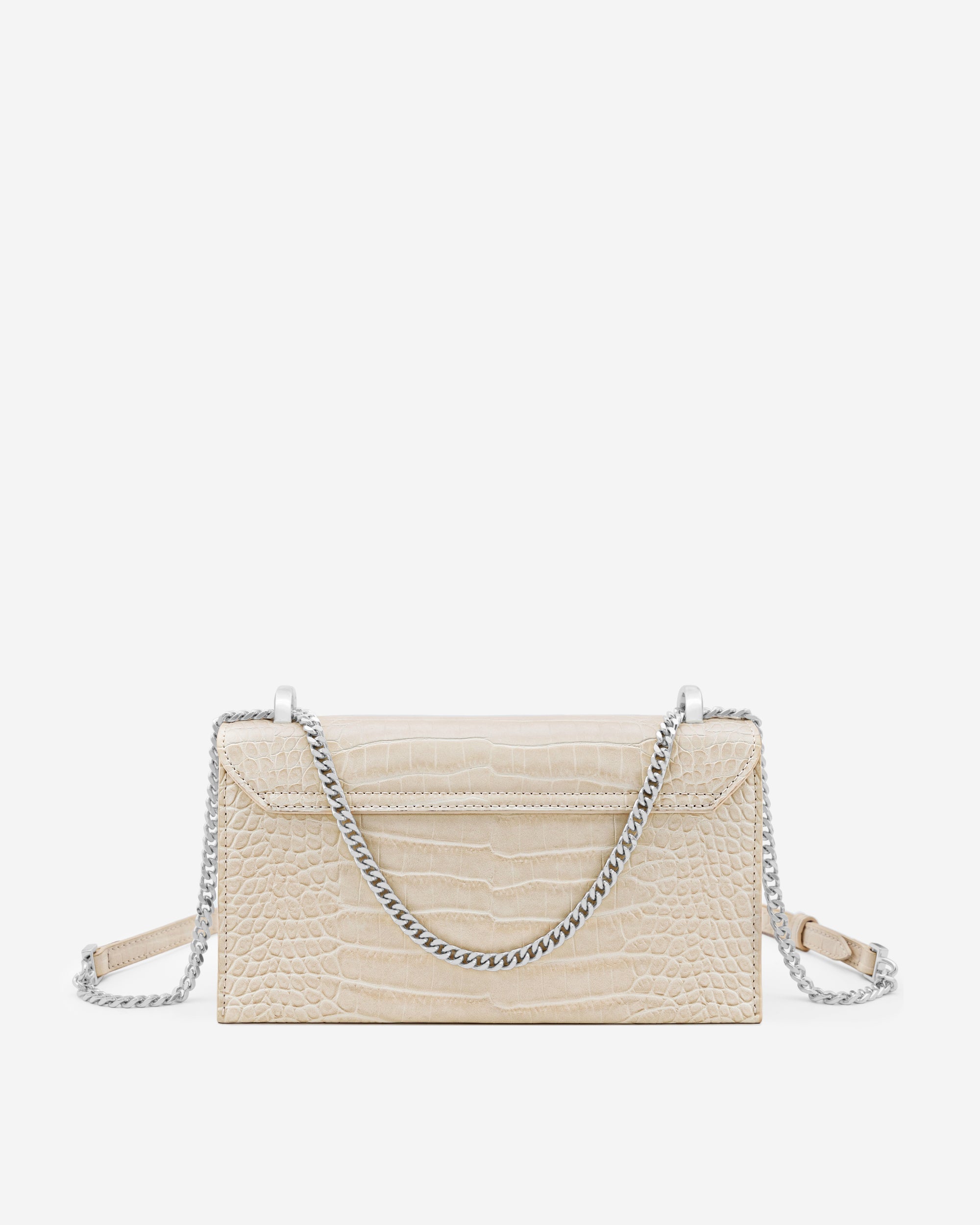 Jade Tasche mit Kette-  Krokodilprägung in Elfenbein