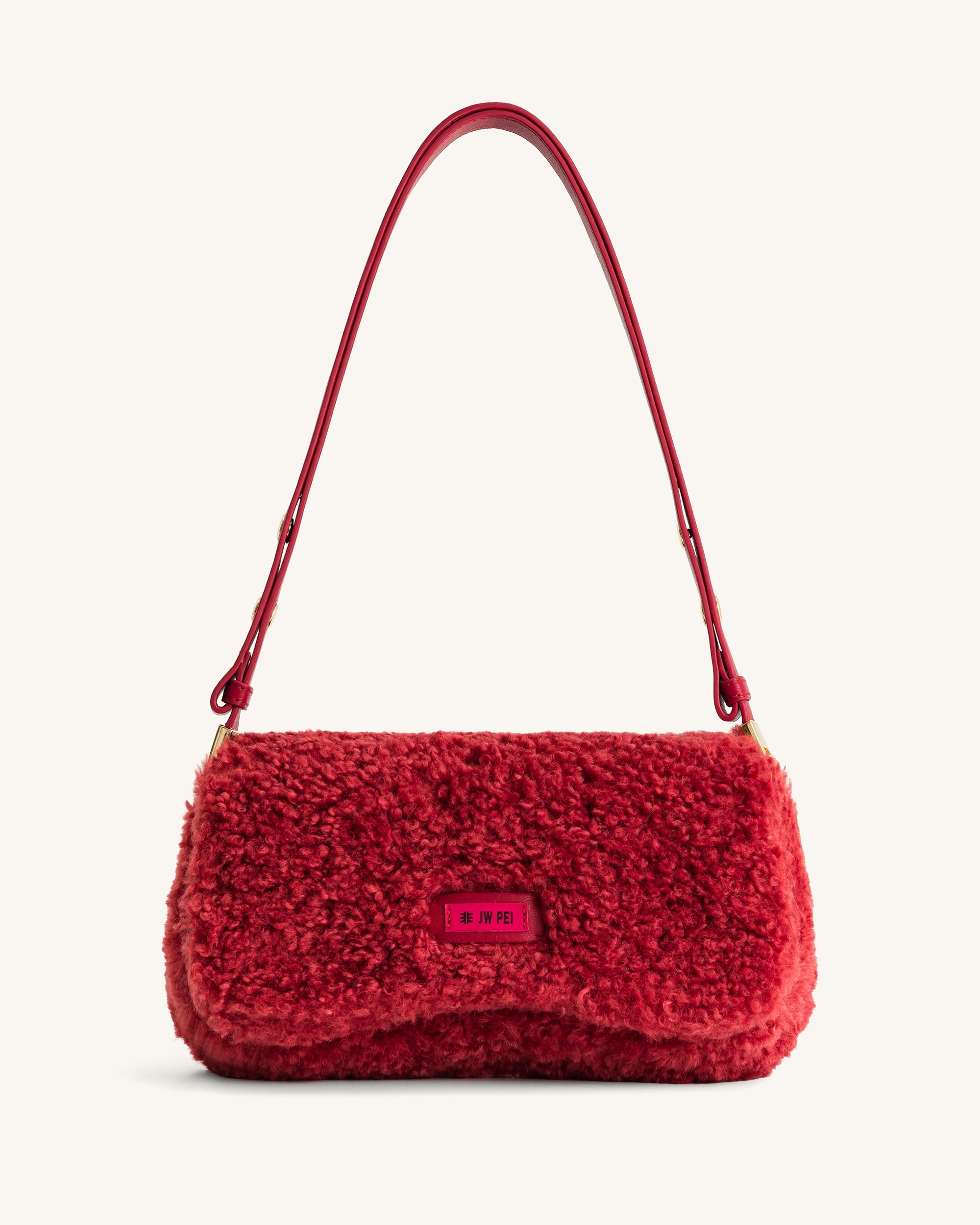 Joy Schultertasche aus Kunstpelz - Magenta