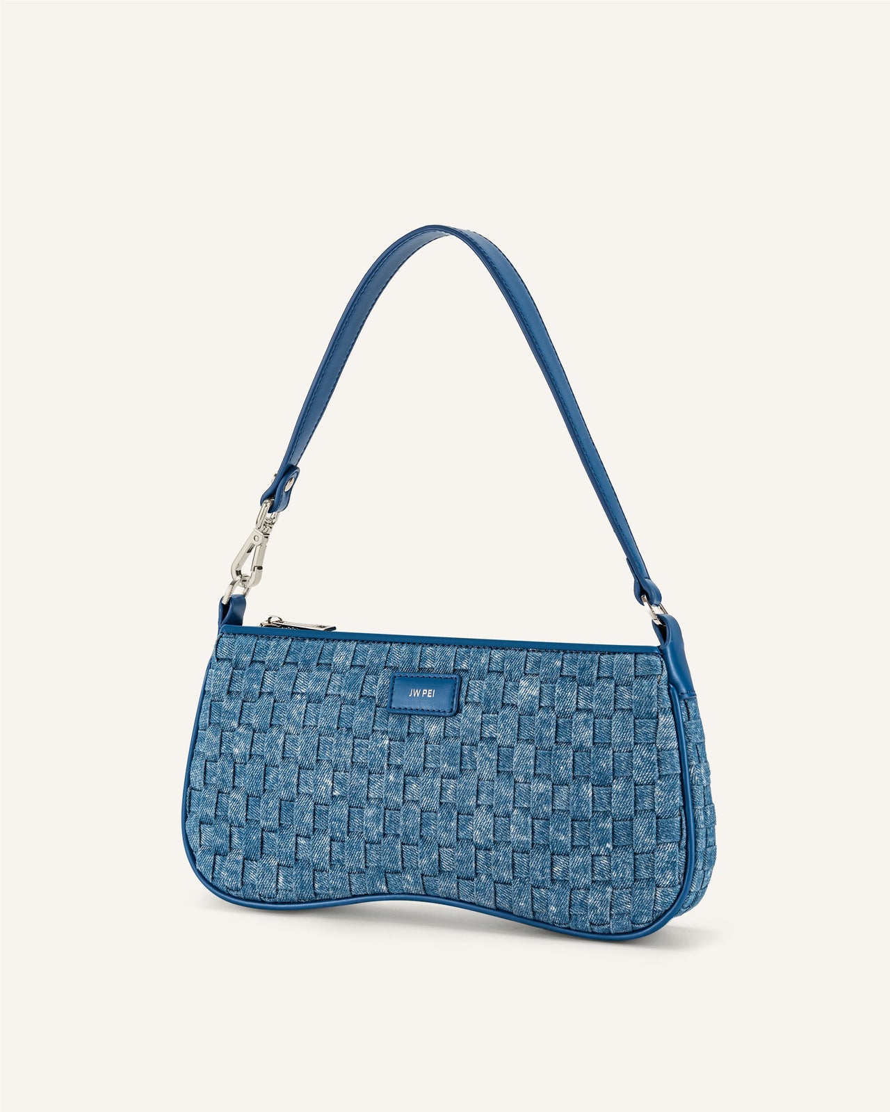 Eva Schultertasche - Blaues Denim-Gewebe