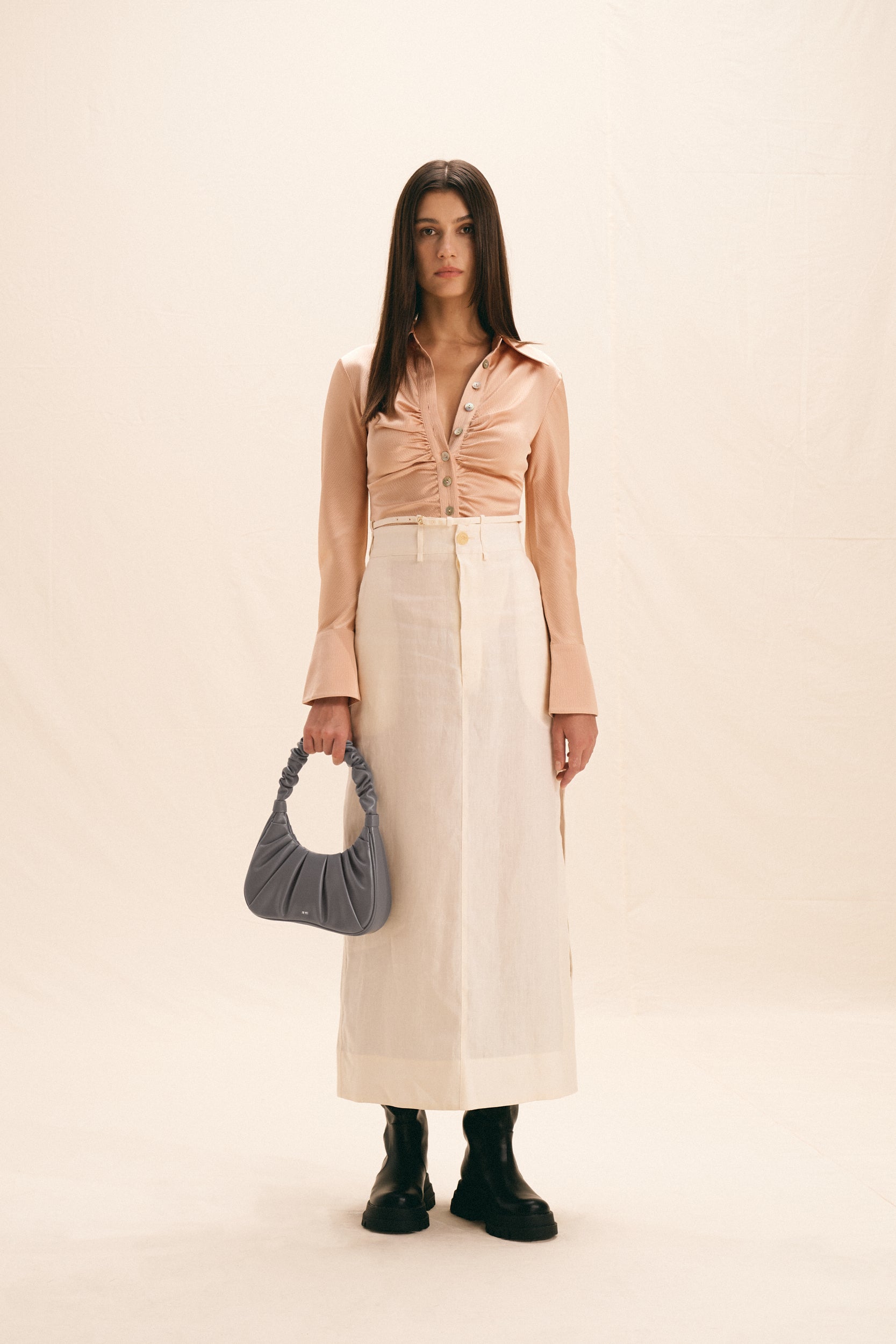 Gabbi geraffte Hobo Handtasche - Grau