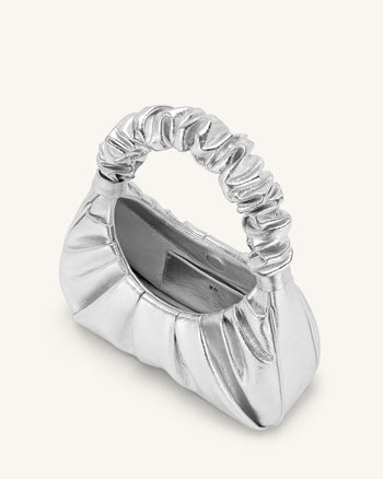 JW PEI Damen Gabbi Metallic geraffte Hobo Handtasche - Silber