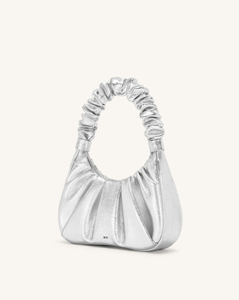 JW PEI Damen Gabbi Metallic geraffte Hobo Handtasche - Silber
