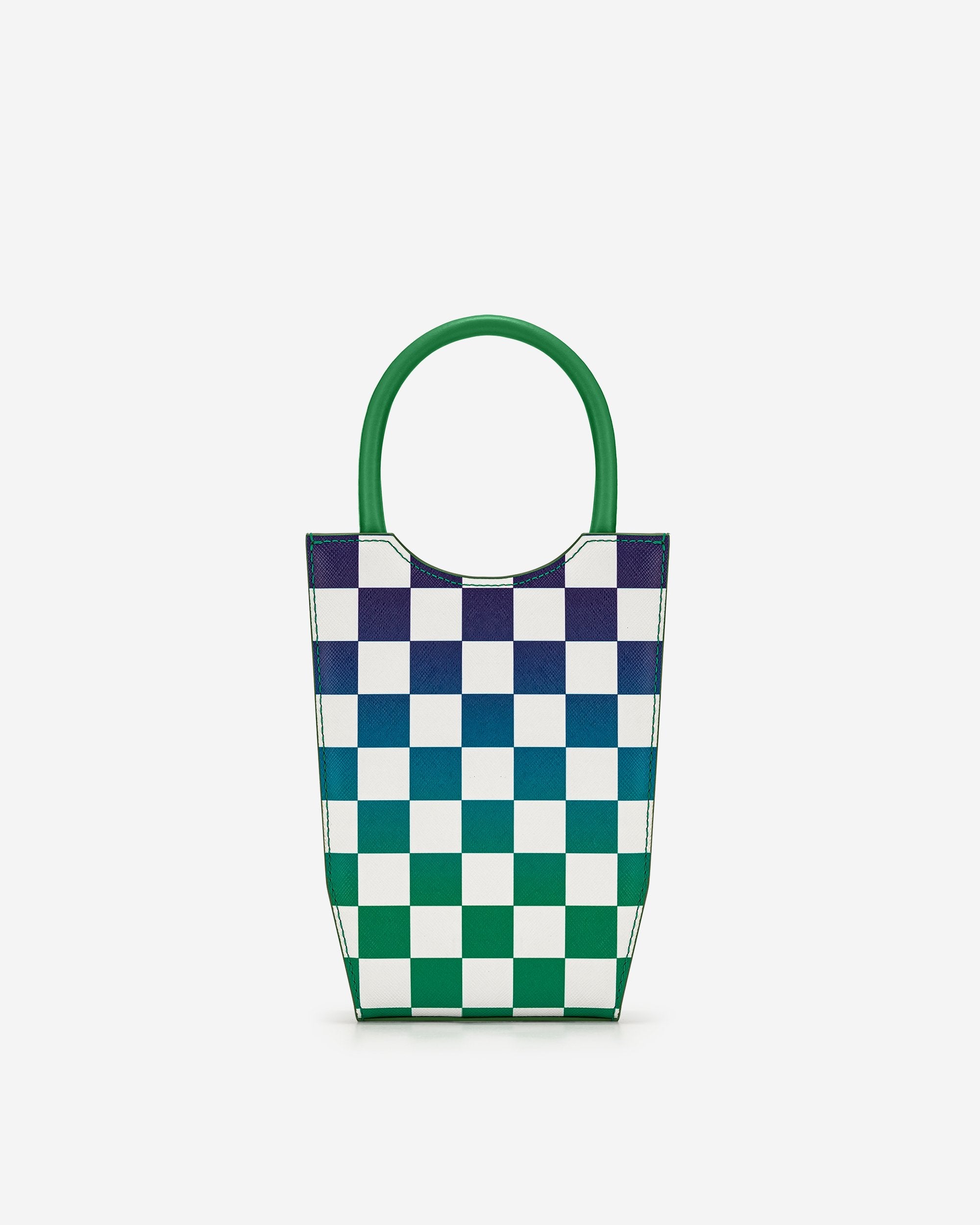 FEI Gradient Checkerboard Handytasche - Grasgrün & Dunkelblau