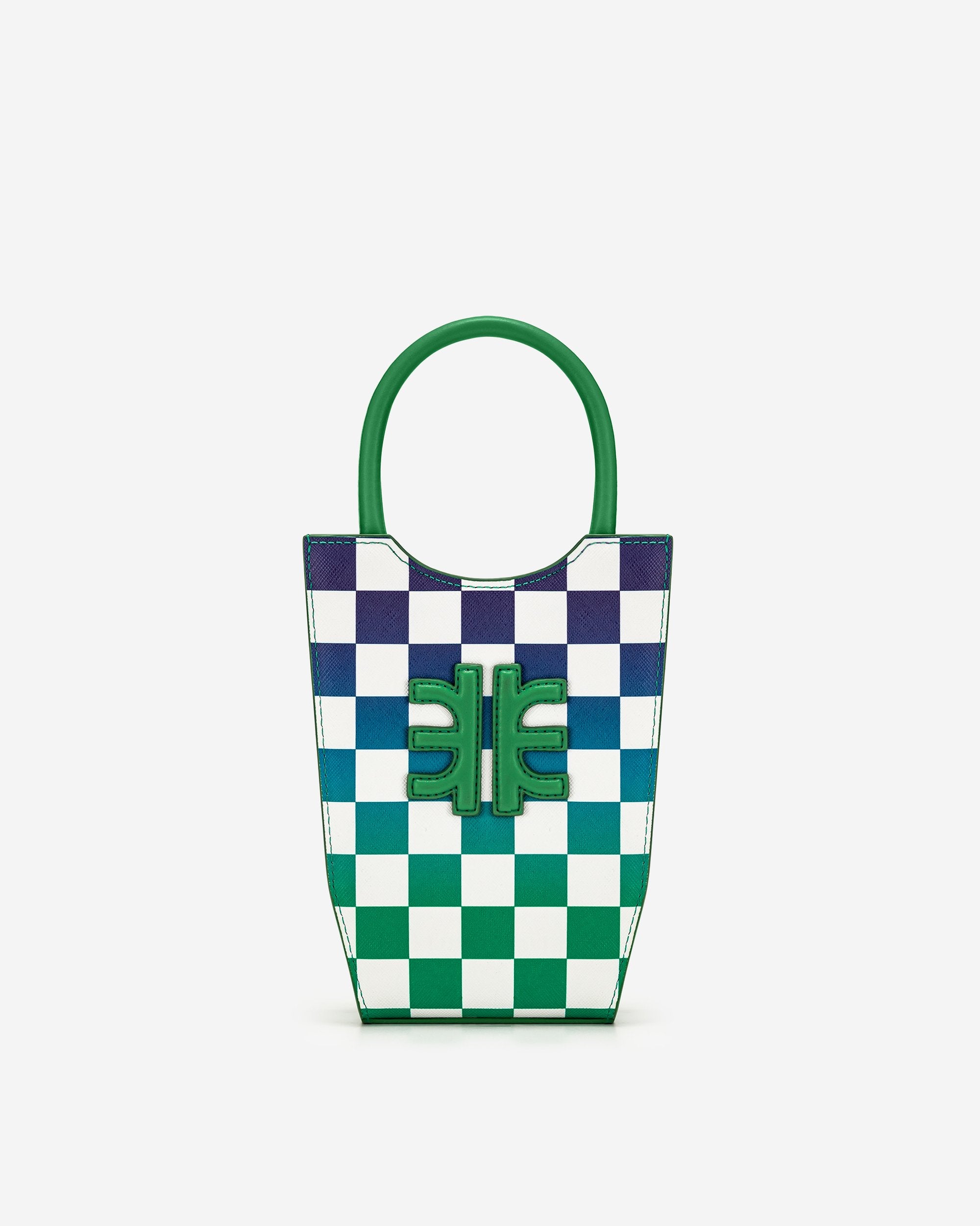 FEI Gradient Checkerboard Handytasche - Grasgrün & Dunkelblau