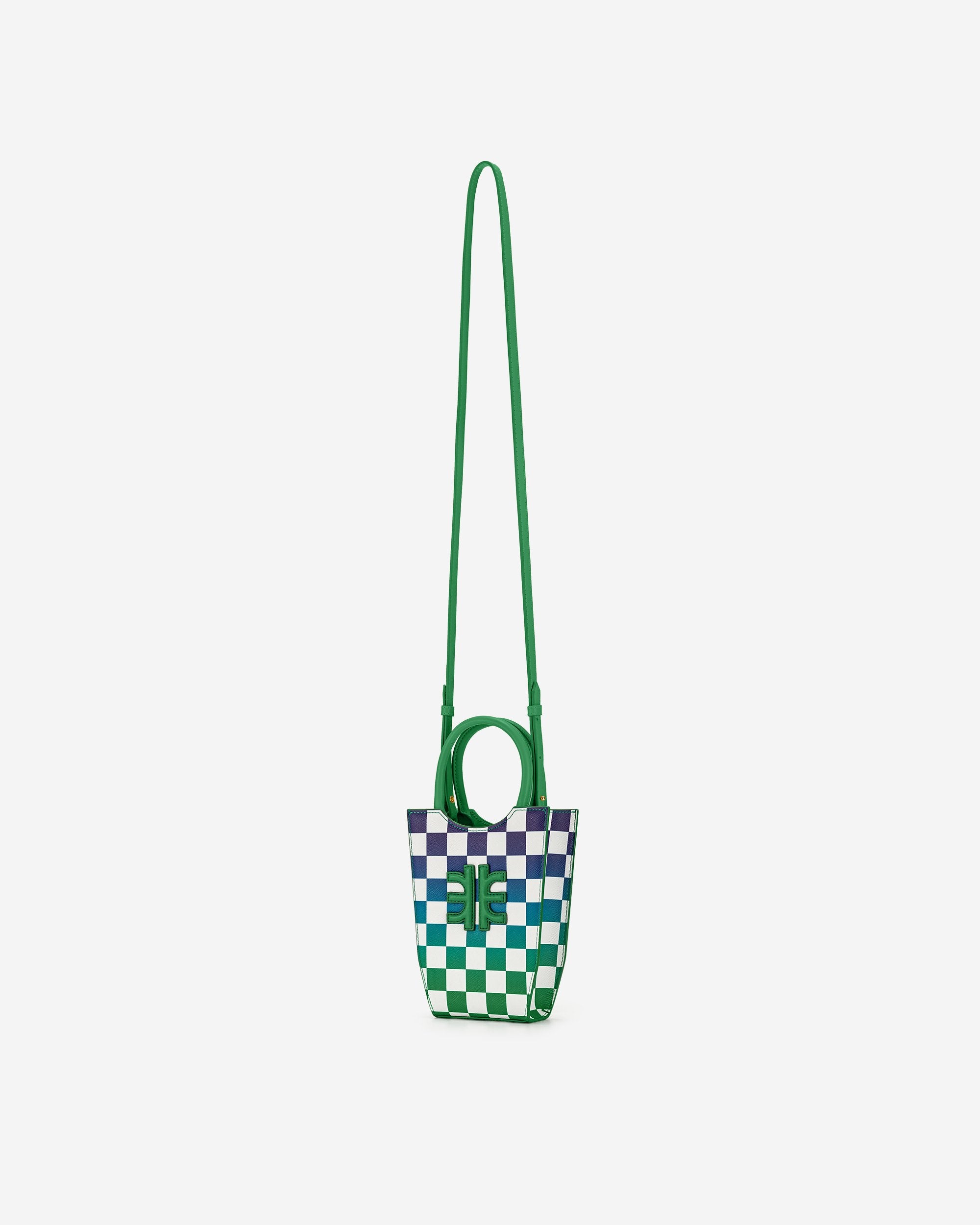 FEI Gradient Checkerboard Handytasche - Grasgrün & Dunkelblau
