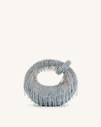 Abacus Denim Künstliche Kristall Mini-Handtasche mit Obergriff - Blau