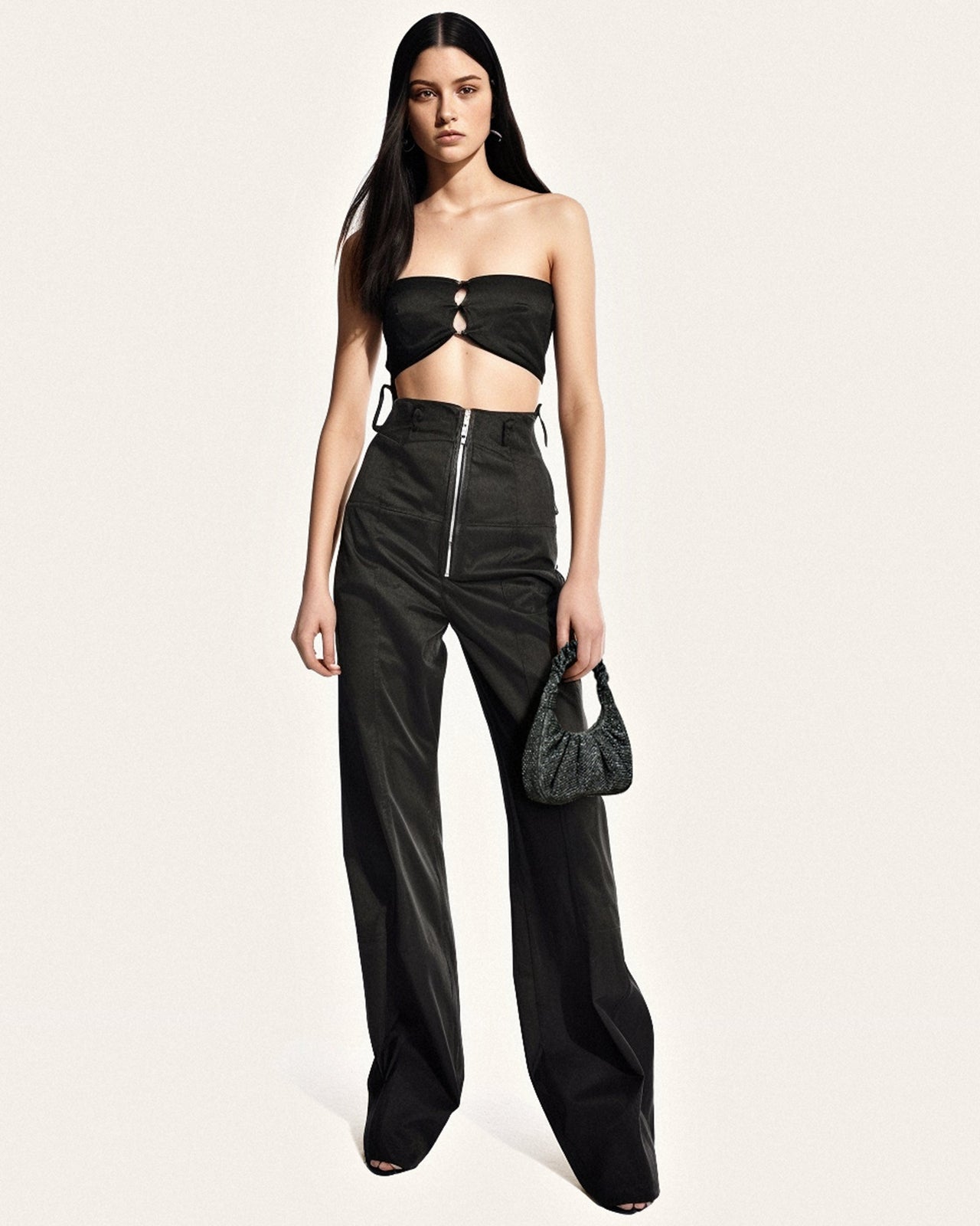 Gabbi Kunstharz-Mittelgroße Ruched Hobo-Handtasche - Anthrazit