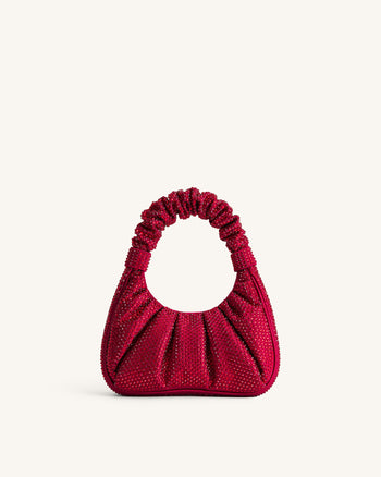 Gabbi Kunstharz-Mittelgroße Ruched Hobo-Handtasche - Rot