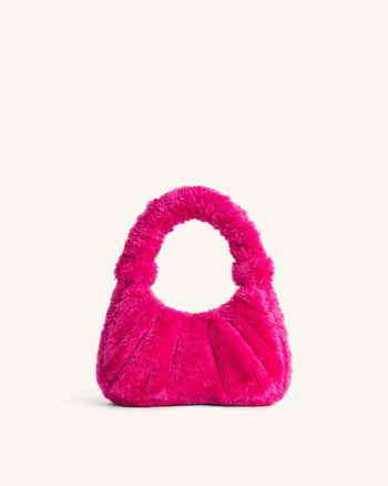 Gabbi Kunstfell-Mittelgroße Ruched Hobo-Handtasche - Fandango Pink