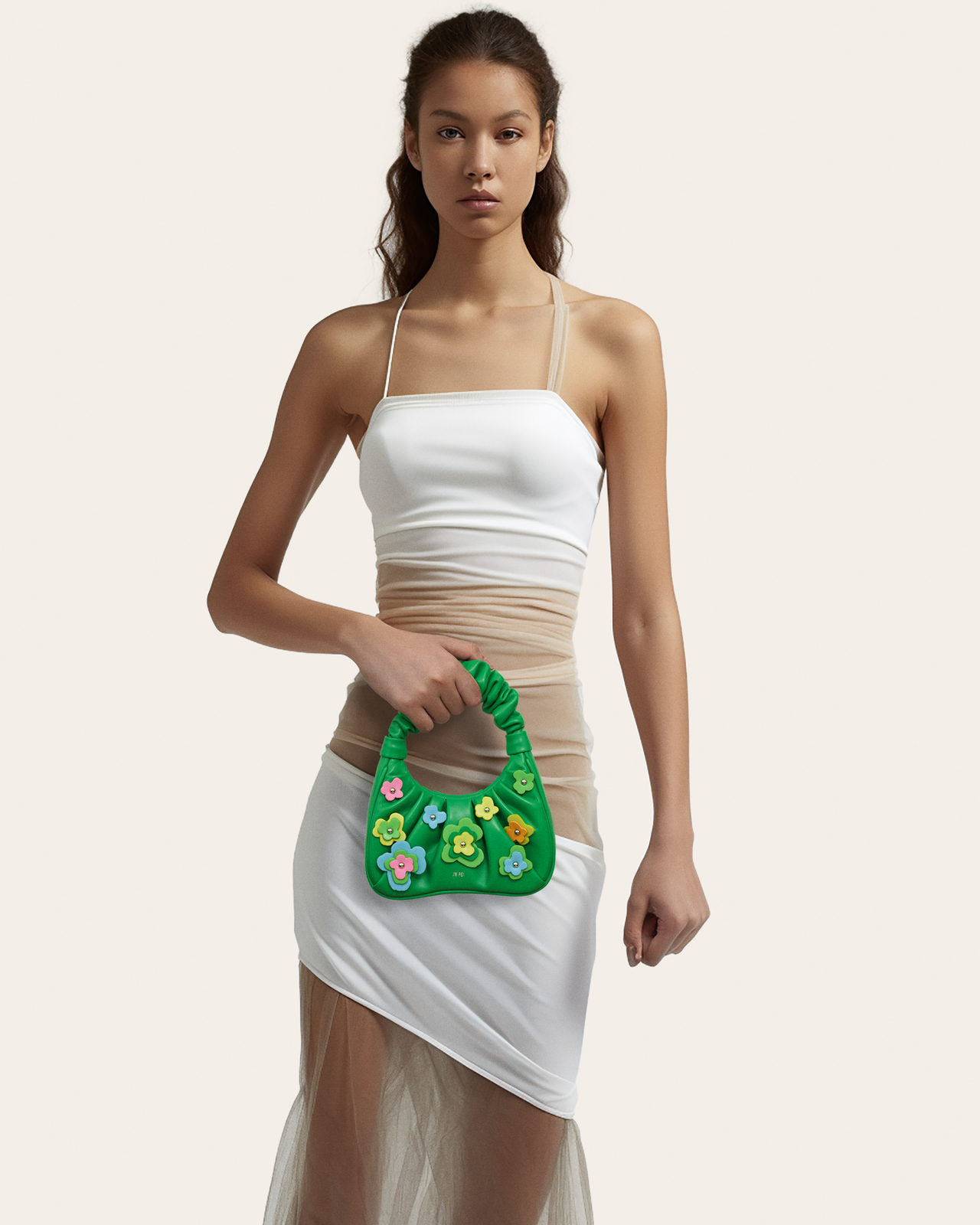 JW PEI Damen Gabbi Blumen Medium geraffte Hobo Handtasche - Grün