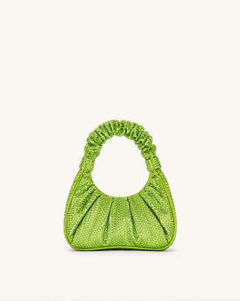 Gabbi Kunstkristall Medium geraffte Hobo Handtasche - Grün