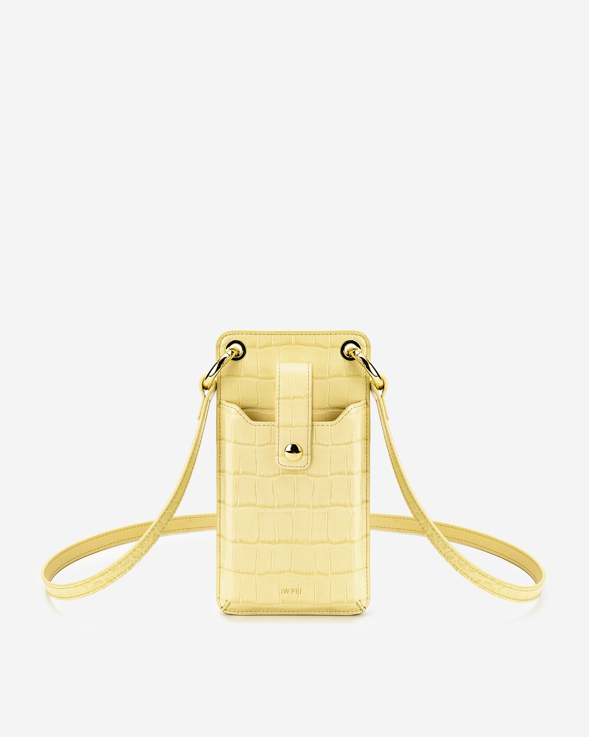 Quinn Smartphone-Tasche - Krokodilprägung in Hellgelb