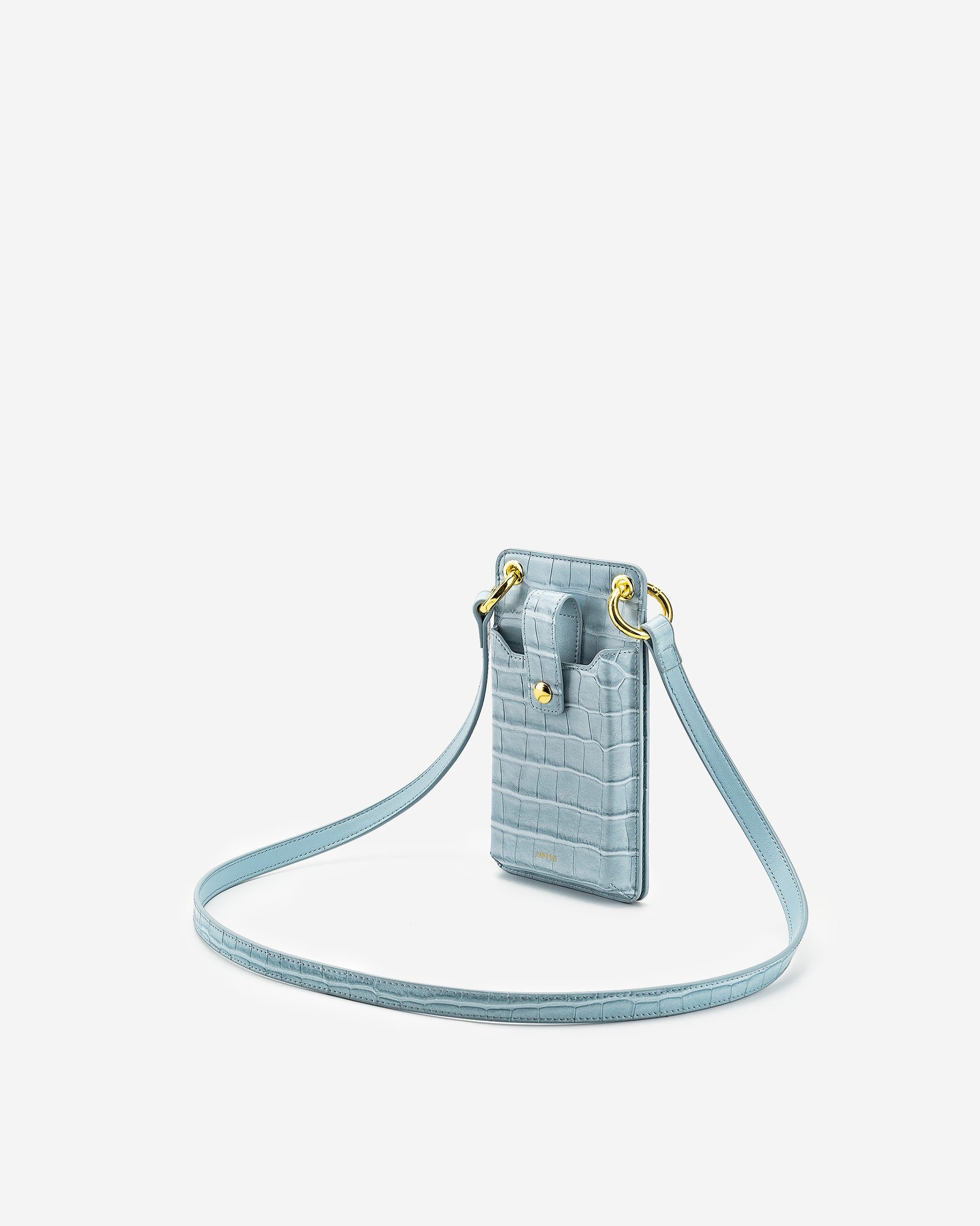 Quinn Smartphone-Tasche - Krokodilprägung in Eisblau