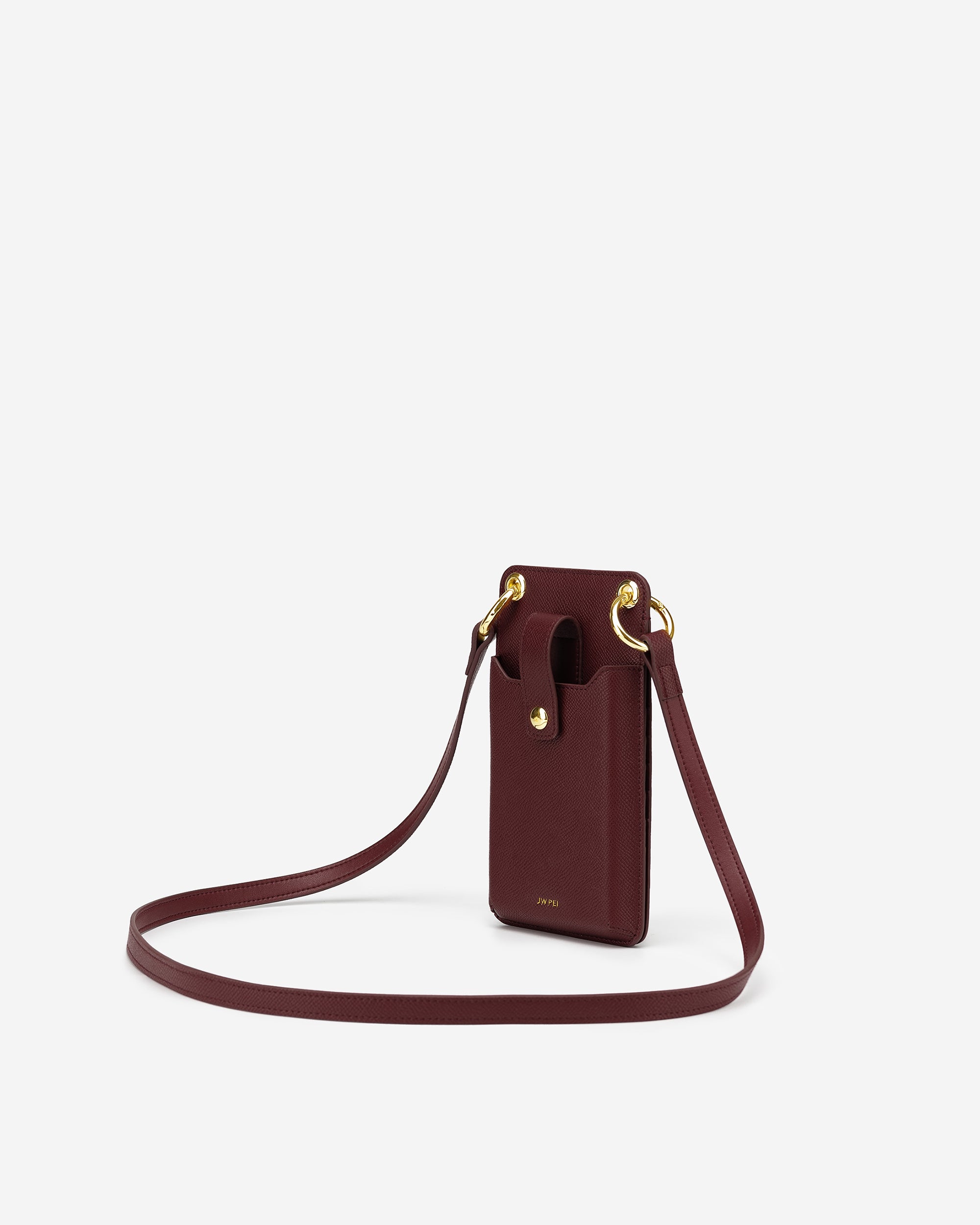 Quinn Smartphone-Tasche - Weinrot Genarbtes Veganes Leder