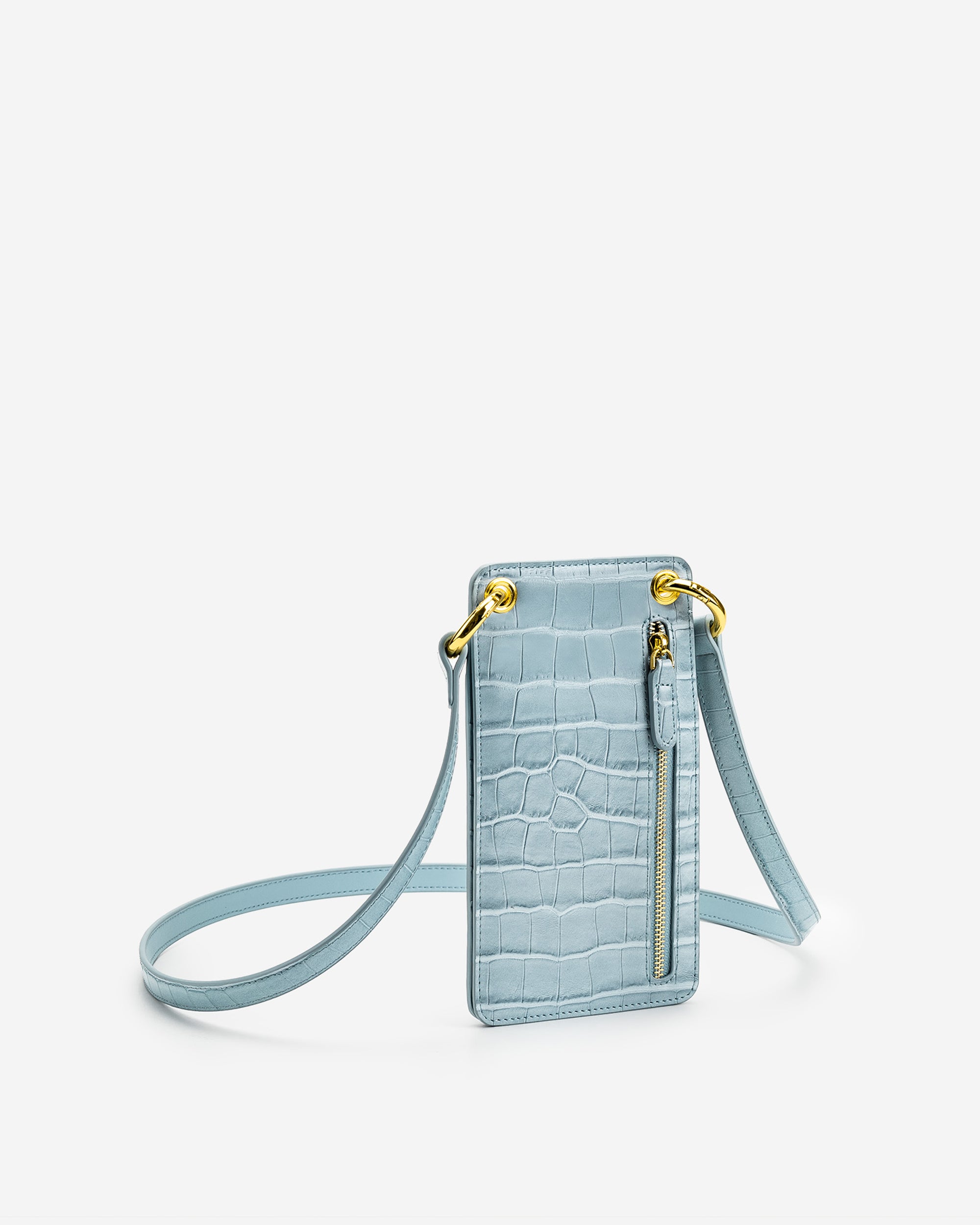 Quinn Smartphone-Tasche - Krokodilprägung in Eisblau