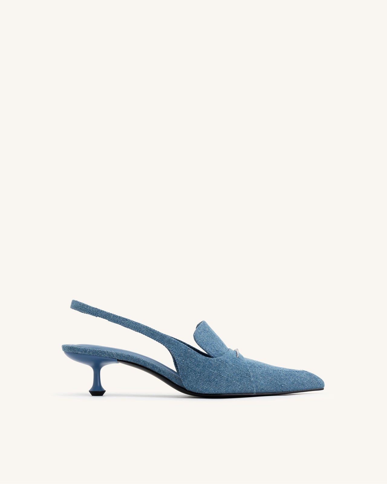 Carla Denim Kitten Heel Pumps - Blau