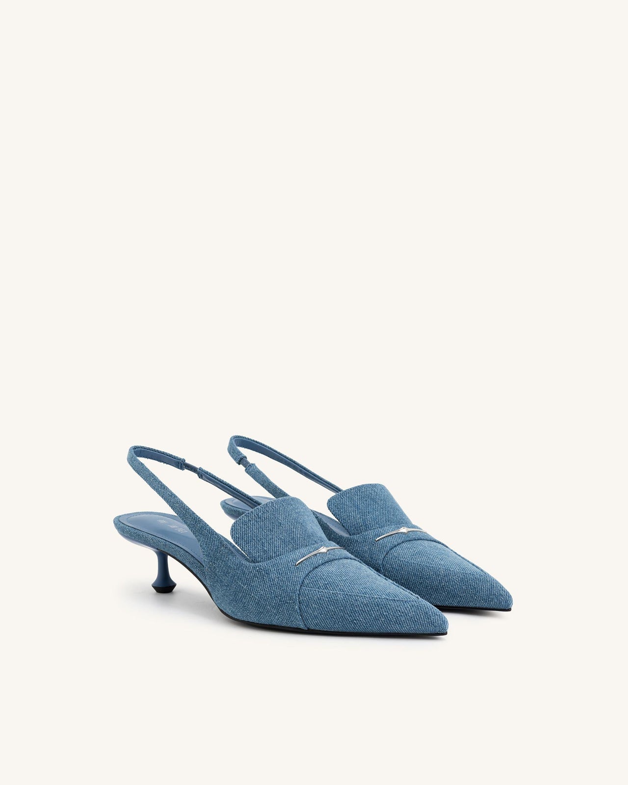 Carla Denim Kitten Heel Pumps - Blau